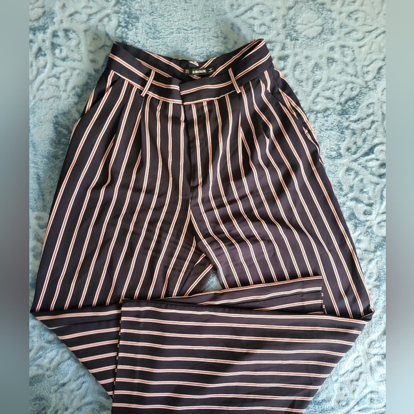 Zara Basic-Navy Blue, Red & White Striped Thin Polyester Dress Pants- Size M/28 - Picture 2 of 7